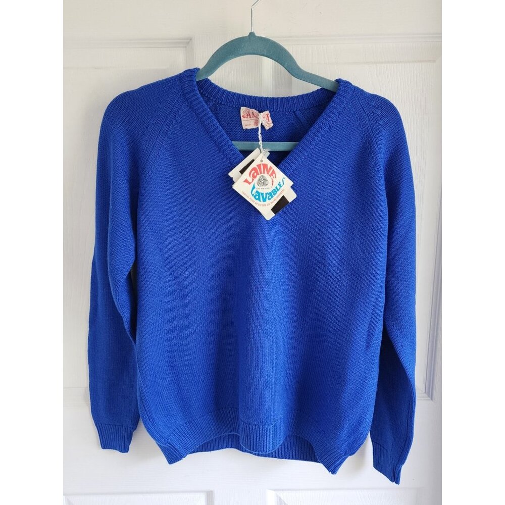 V-Neck Blue Sweater for Women